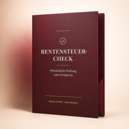 Bordeauxfarbene Prüfmappe für den Rentensteuer-Check zum Festpreis